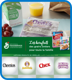 Page couverture de la liste des produits de céréales de General Mills