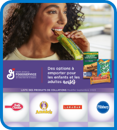 Page couverture de la liste des produits de collations de General Mills