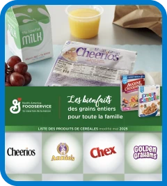 Page couverture de la liste des produits de céréales de General Mills